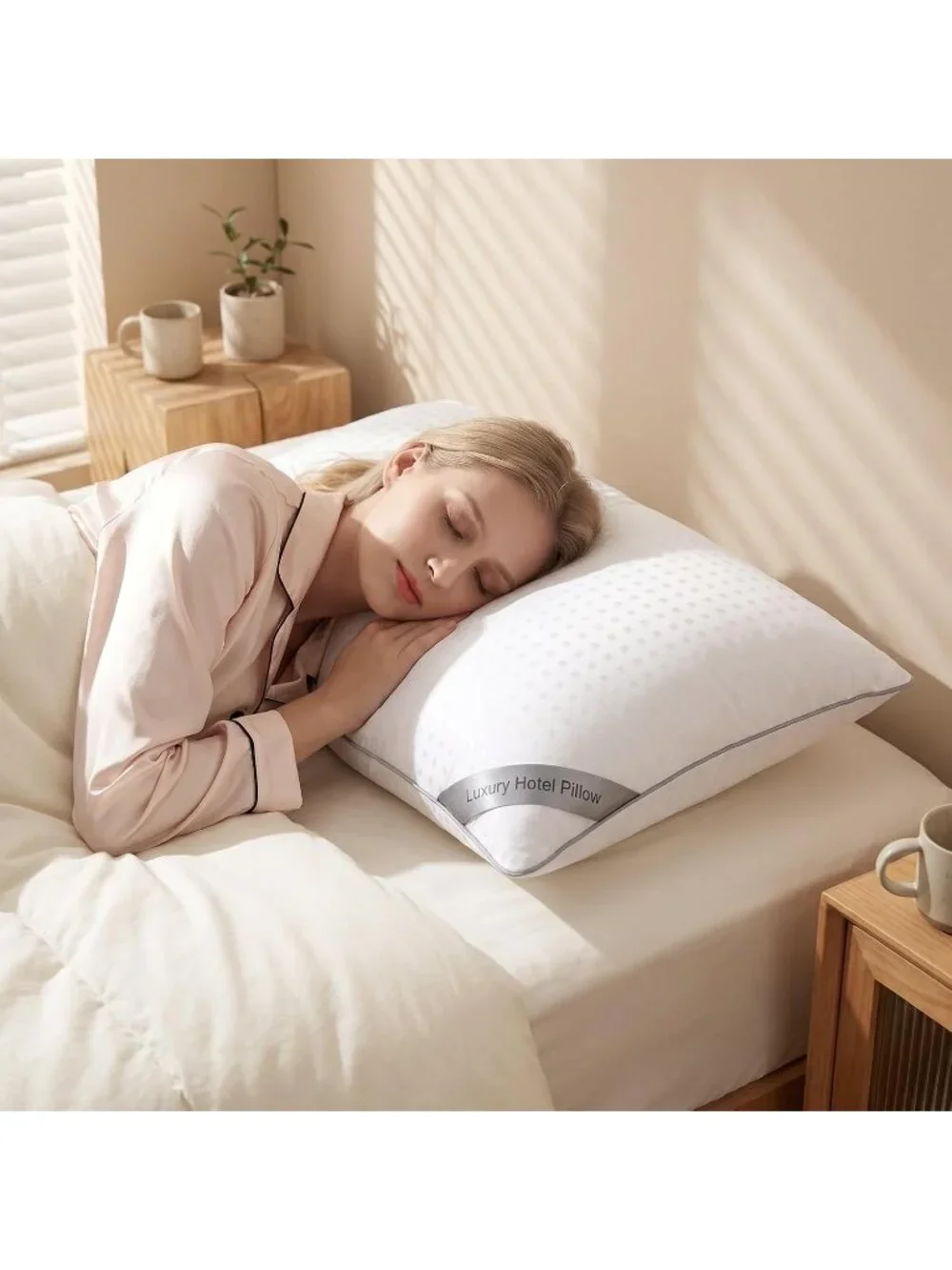 〽️King Size Cooling Bed Pillows 2 Pack Microfiber Cover Sleeping Pillow Set